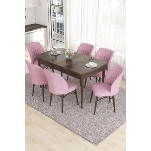 Eva - Baroque, Pink Baroque
Pink Extendable Dining Table & Chairs Set (7 Pieces)