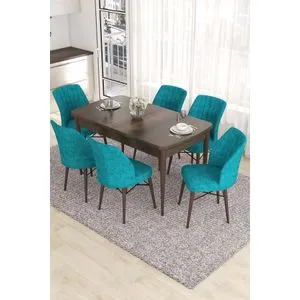 Eva - Baroque, Turquoise Baroque
Turquoise Extendable Dining Table & Chairs Set (7 Pieces)