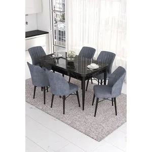 Eva - Black Marble, Fume Black Marble
Fume Extendable Dining Table & Chairs Set (7 Pieces)