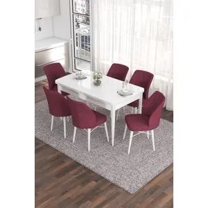 Eva - White, Burgundy White
Burgundy Extendable Dining Table & Chairs Set (7 Pieces)