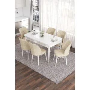 Eva - White, Cream White
Cream Extendable Dining Table & Chairs Set (7 Pieces)
