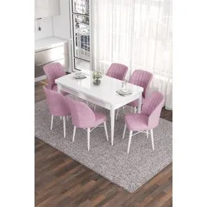 Eva - White, Pink White
Pink Extendable Dining Table & Chairs Set (7 Pieces)