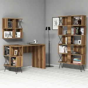 Extra 2 - Walnut Walnut
Black Study Desk & Bookshelf