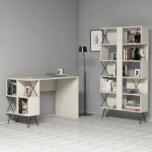 Extra - Cream Cream
Black Study Desk & Bookshelf