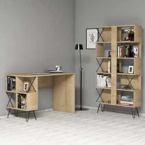 Extra - Oak Oak
Black Study Desk & Bookshelf