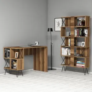 Extra - Walnut Walnut
Black Study Desk & Bookshelf