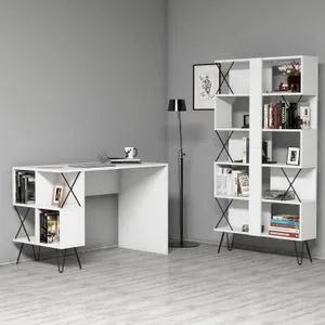 Extra - White White
Black Study Desk & Bookshelf