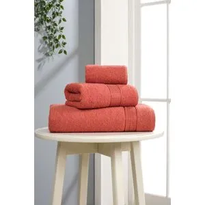 Ezgi - Tile Red Tile Red Towel Set (3 Pieces)