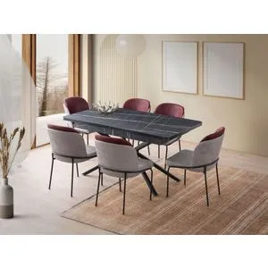 Falcon - 2962 Crno-Bela Produživa Trpezarijska Stolica