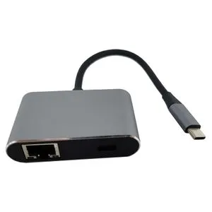 FAST ASIA Adapter-konvertor TIP C na 2xUSB 3.0+TIP C+RJ45