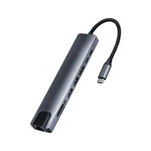 FAST ASIA Adapter-konvertor TIP C na HDMI+2xUSB 3.0+TF/SD+2xTIP C+RJ45