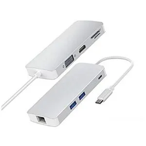 FAST ASIA Adapter-konvertor TIP C na VGA+HDMI+SD/MICRO SD+RJ 45+2xUSB3.0+TIP C