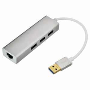 FAST ASIA USB 3.0 - HUB 3port + RJ45 (ž) siva
