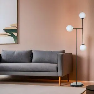 Favori 3 Lü Siyah Beyaz Camlı Lambader Black
White Floor Lamp