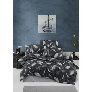 Feather - Crni i Sivi Ranforce Set Posteljine