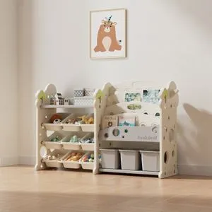 FeelKids Sistem za odlaganje igračaka i knjiga "Drvce KOMBO" (bela boja)