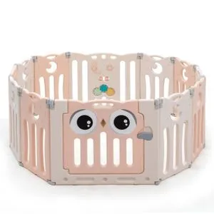 FeelKids Sklopiva ogradica Sovica – Roze/Kajsija + bela