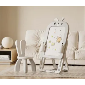 FeelKids Sklopiva tabla za crtanje sa stolicom i dodacima "Zeka" siva