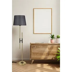 Felix Eskitme Lambader Pramit Hasır Siyah Abajurlu Black Floor Lamp