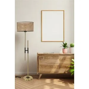 Felix Eskitme Lambader Silindir Rattan Abajurlu Wicker Floor Lamp