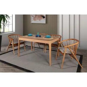 Felix Prirodni Produživi Trpezarijski Sto i Stolice Set (5 Delova)