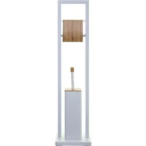 FIVE DRŽAČ TOALETNOG PAPIRA I WC ČETKA NATUREO 60X20X20CM, METAL/BAMBUS BELA 160926A