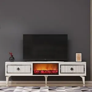 Flame Fireplace - White, Silver White
Silver TV Stand