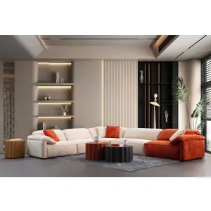 Flamingo Corner 2 (L1+O1+C+O2+1,5R) Krem Narandžasti Ugaoni Sofe