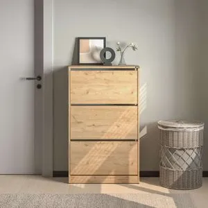 Flat Oak Shoe Cabinet