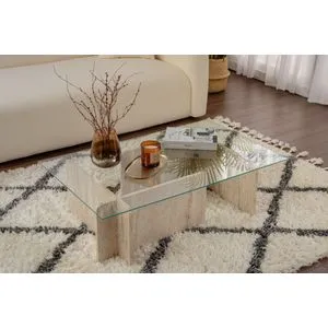 Flavio - Travertine Travertine Marble Coffee Table