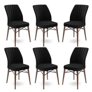 Flex - Set stolica u crnoj i smešnoj boji (6 komada)