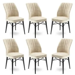 Flex - Set stolica u krem i crnoj boji (6 komada)