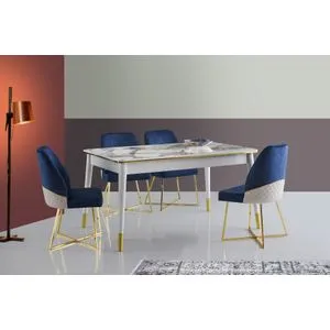 Flora - 1113 White
Gold Extendable Dining Table