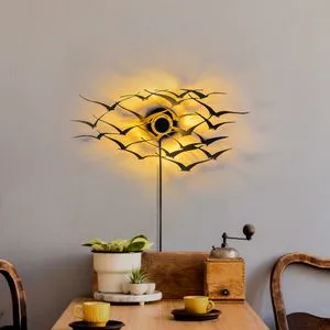 Flying Birds Black Wall Lamp