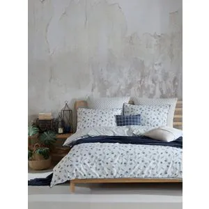 Foglia Tamno Plava Bela Ranforce Super King Posteljina Set (EU) (IT)