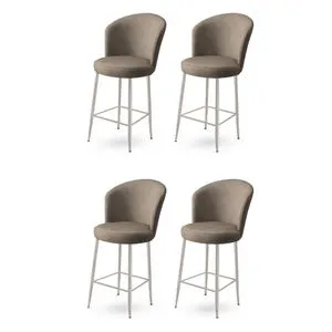 Fora - Chrome Bar Stool Set (4 komada) sa Cappuccino Tapacirungom