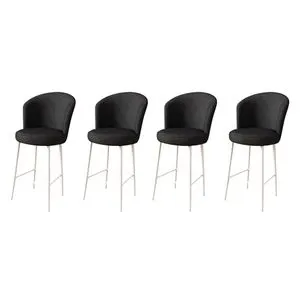 Fora - Crno-bela barska stolica set (4 komada)