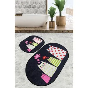 Four Cats Djt Multicolor Bathmat Set (2 Pieces)