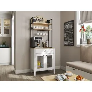 FRN-20076 Wooden
White Coffee Bar Cabinet