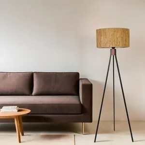 Fısco Tripod Crni Lambader sa Bambu Abajur