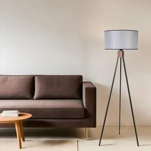 Fısco Tripod Crni Lambader sa Sivoj Abajur