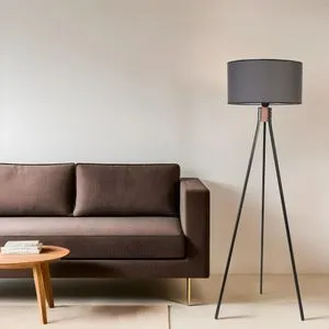 Fısco Tripod Crni Lambader sa Tamno Sivom Abajur