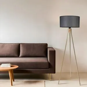 Fısco Tripod Eskitme Lambader sa Crnim i Zlatnim Abajurima