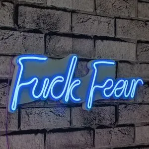 Fuck Fear - Plava Dekorativna Plastična LED Rasveta