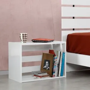 Fuga - Sjajni beli noćni ormarić