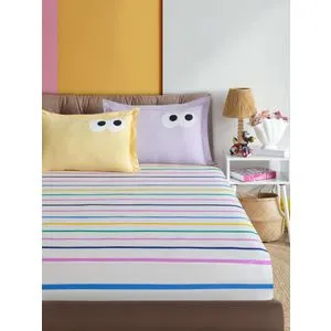 Funny Cizgili - Žuti Dupli Set Posteljine