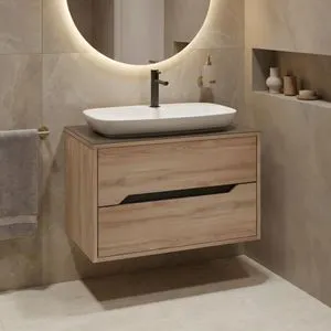 Galia 80 v2 - 541 Oak Bathroom Cabinet With Sink