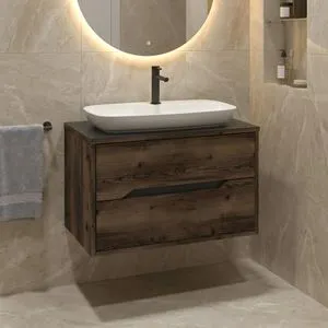 Galia 80 v2 - 542 Dark Walnut Bathroom Cabinet With Sink