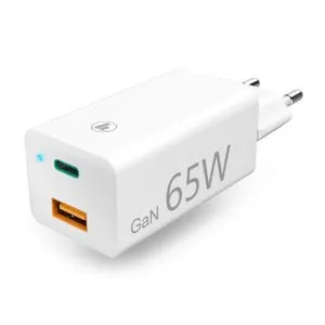 GaN punjač USB-C (PD), USB-A (QC 3.0), 65W, beli
