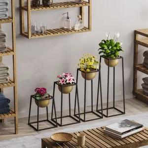 GED-018-A Crni i Zlatni Dekorativni Lonac